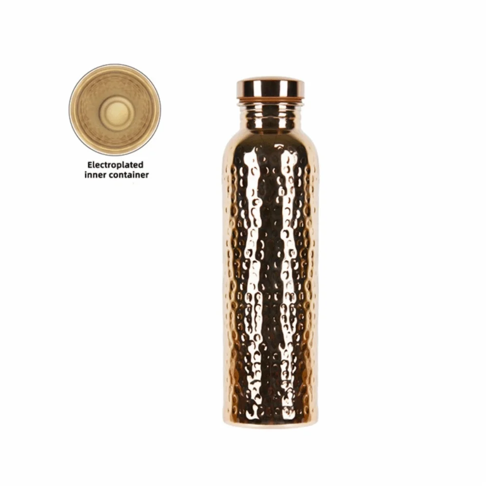 800ML Copper Water Bottle One-Click Open Lid Thermal Insulation Leakproof Sports Bottle Anti-Slip Silicone Base