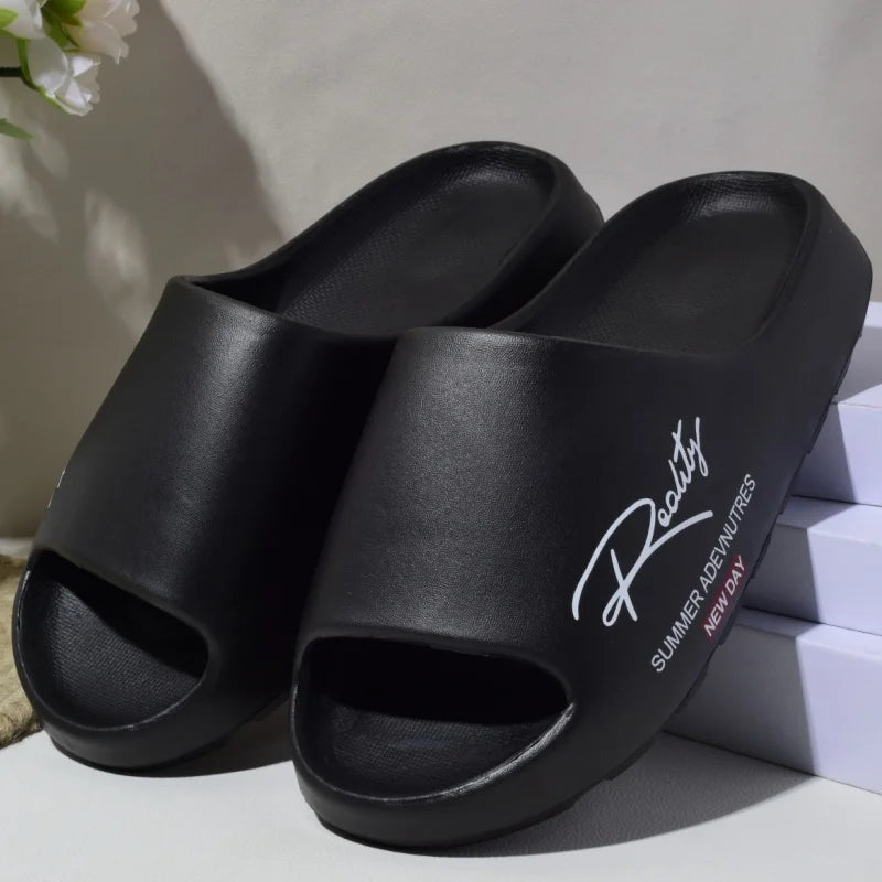 Summer EVA innovative printed slippers, men's non-slip thick-soled casual slippers, suitable for indoor and outdoor use, beach