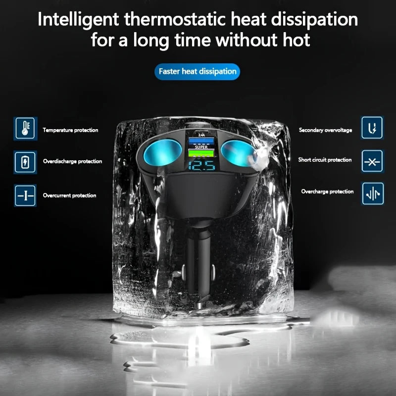 Dual USB Digital PD Car Charger Is Suitable for Charging Multiple Devices Simultaneously