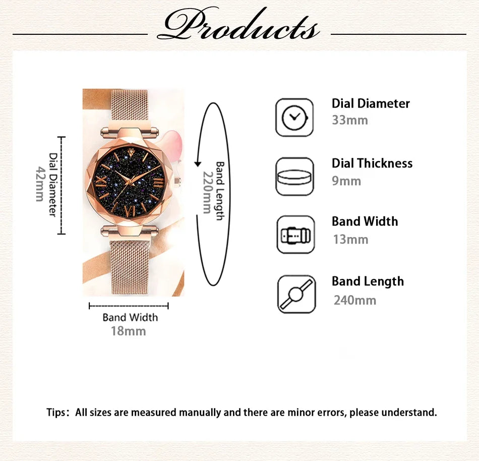 2026 New Fashion Starry Sky Women Watches Magnet Buckle Mesh Belt Diamond Quartz Watch Women Dress Clock
