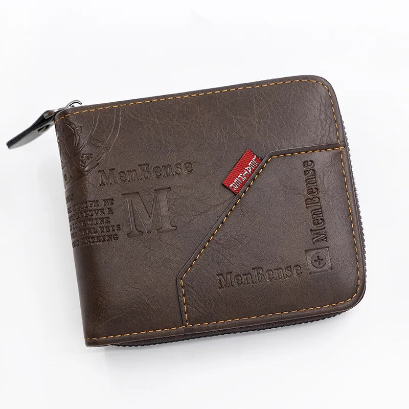New Men Zipper Wallets Short Card Holder Vintage Male Wallet High Quality PU Leather Classic Coin Pocket Wallet For Boys