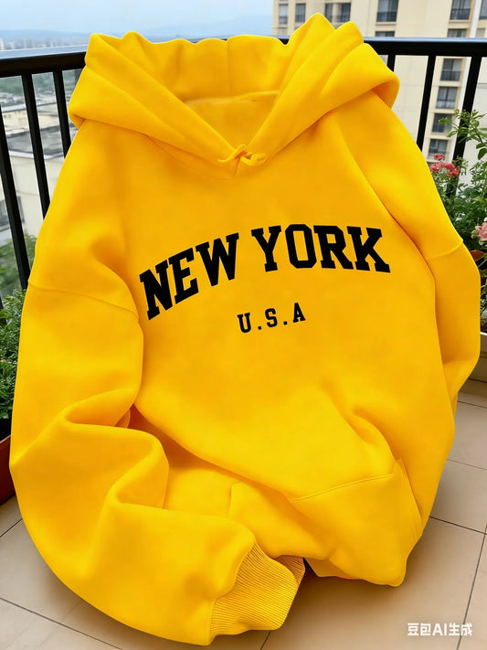 Hooded Sweat for Women Casual Cut NEW YORK USA Lettering Sweater Sweat Casual Fashion HipHop Sweat Harajuku Unisex