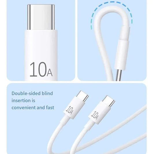 Universal 120W 10A Fast Charger PD Dual USB C To Type C Quick Charging Cable High-speed Data Transfer Wire Cord For Samsung Mi