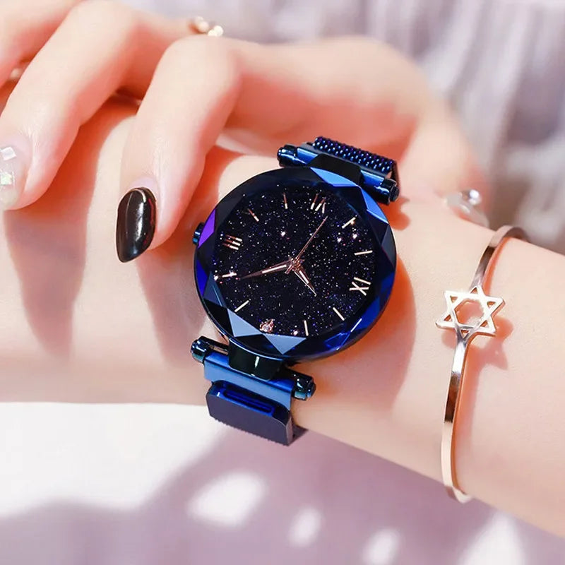 2026 New Fashion Starry Sky Women Watches Magnet Buckle Mesh Belt Diamond Quartz Watch Women Dress Clock