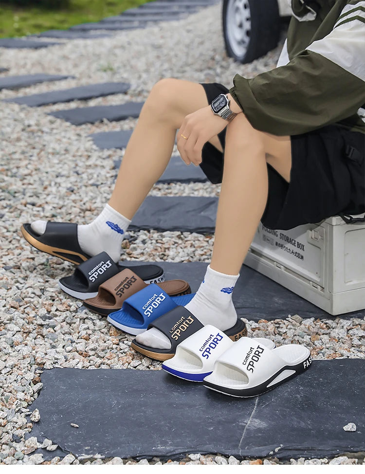 Fashion Men's Sandals Summer EVA Comfortable Anti-Slip Soft Soles House Slippers for Indoor Outdoor Wear Breathable Shower Slide