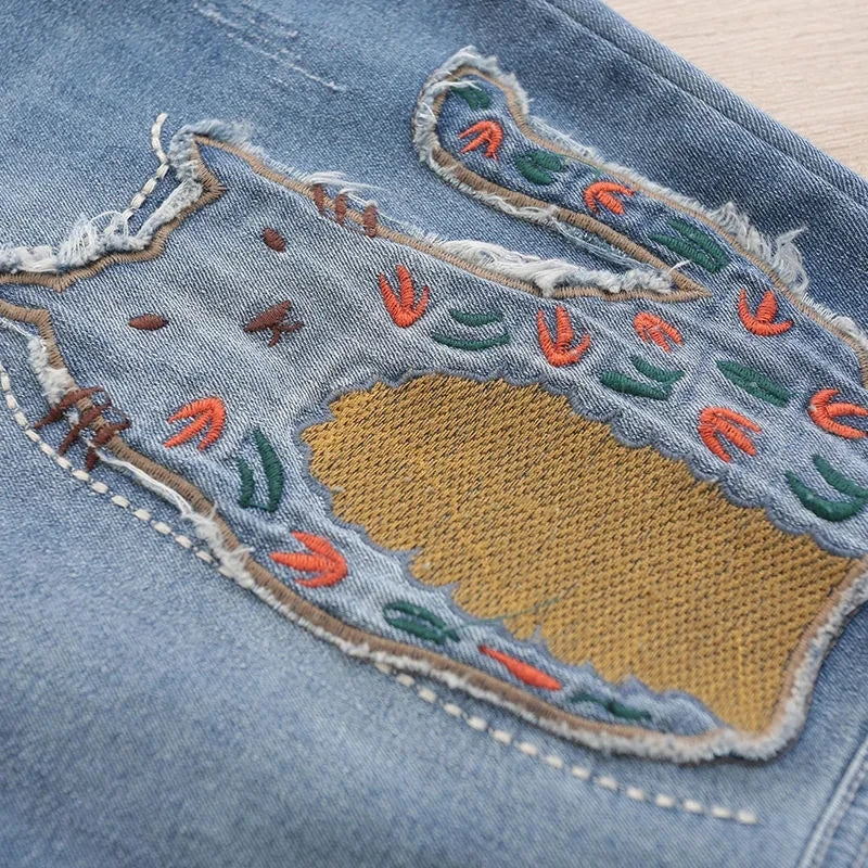 High waisted Jeans for women 2026 Spring Autumn New Korean version Loose Embroidered patch fabric Nine point Harem Pants Female