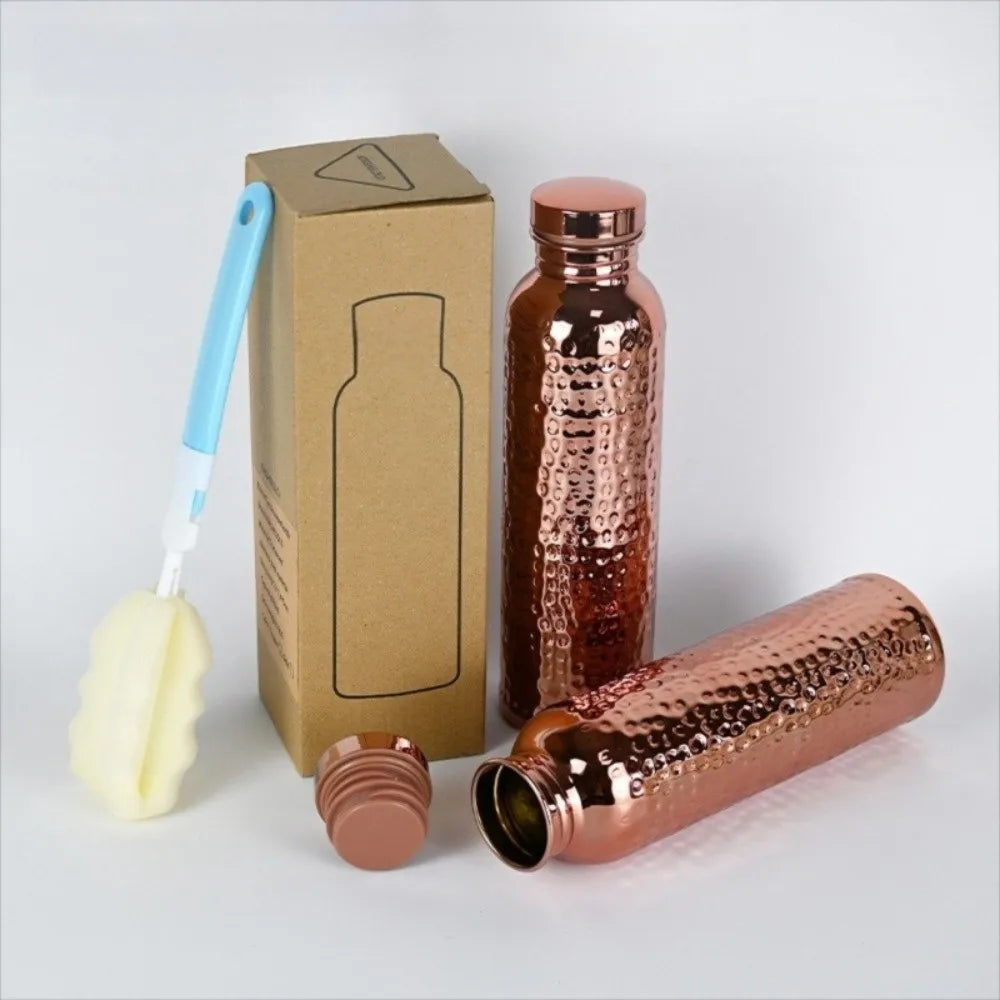 800ML Copper Water Bottle One-Click Open Lid Thermal Insulation Leakproof Sports Bottle Anti-Slip Silicone Base
