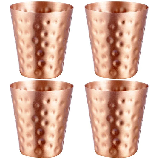 4Pcs New 100% Copper Cups Pure Solid  Moscow Mule PURE Copper Mugs-Shaped 2oz Cocktail Cups Beer Milk Mug Drinkware