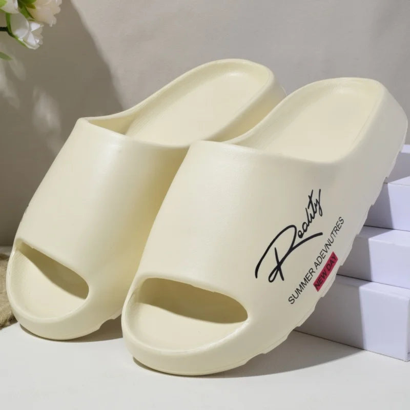 Summer EVA innovative printed slippers, men's non-slip thick-soled casual slippers, suitable for indoor and outdoor use, beach