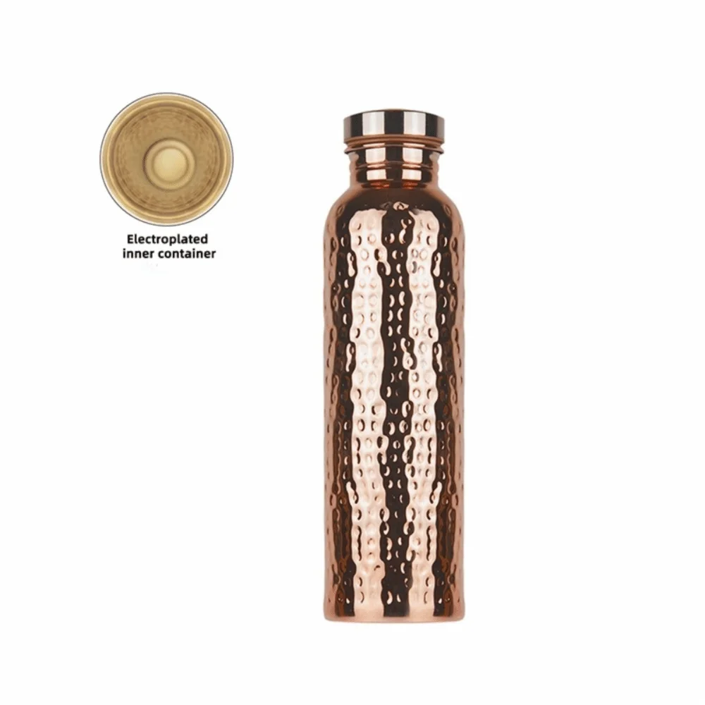 800ML Copper Water Bottle One-Click Open Lid Thermal Insulation Leakproof Sports Bottle Anti-Slip Silicone Base