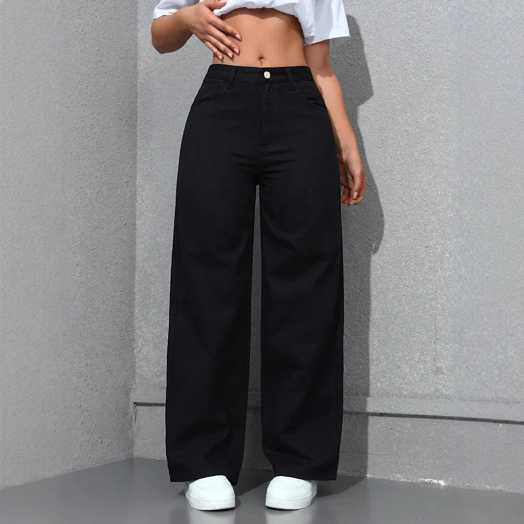 Jeans Women Denim Pant Wide Leg Pants Denims High Waist Washed Distressed Basics Straight Trousers 2026 Streetwear Floor Length