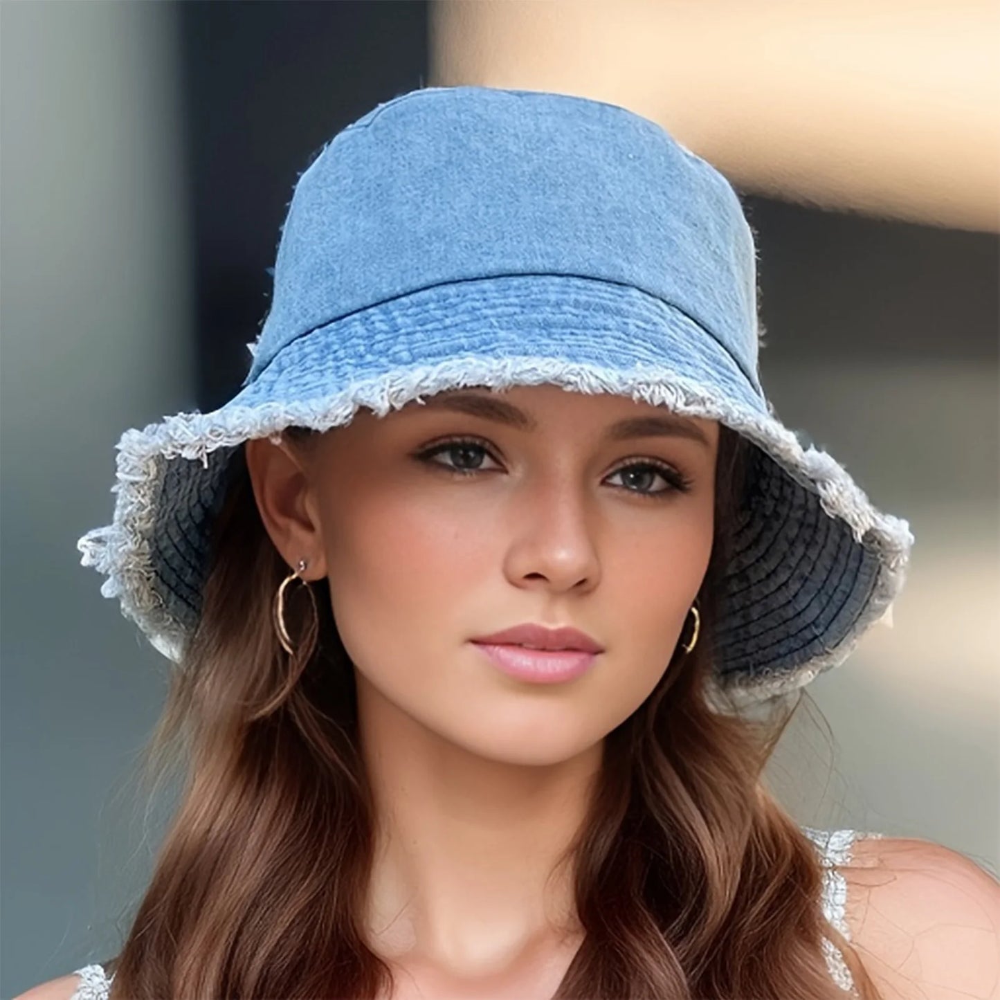 Women Sun Hat Trendy Summer Bucket Hat Outdoor Breathable Summer Denim Fisherman Hats for Beach Vacation Headwear Girls Caps
