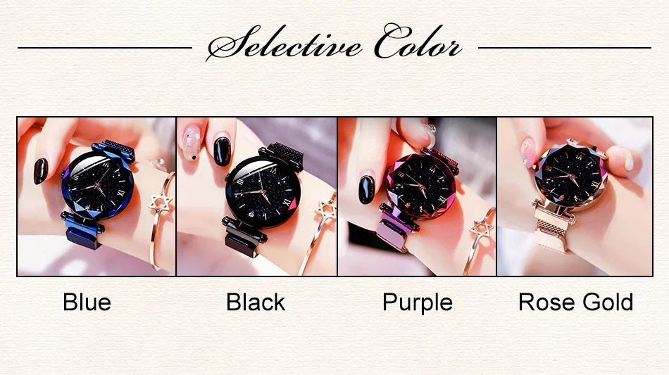 2026 New Fashion Starry Sky Women Watches Magnet Buckle Mesh Belt Diamond Quartz Watch Women Dress Clock
