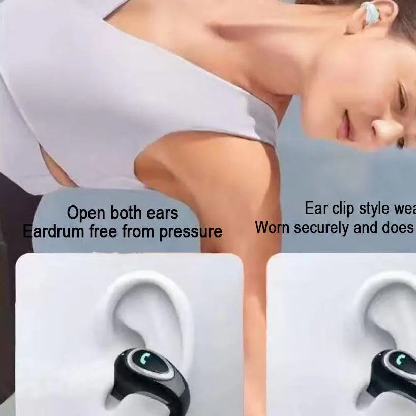 Bluetooth Wireless Ear-clip Single Headphone Open-Ear Air Conduction Earbuds Clip-On Single Headset HIFI Stereo Sound Earphone