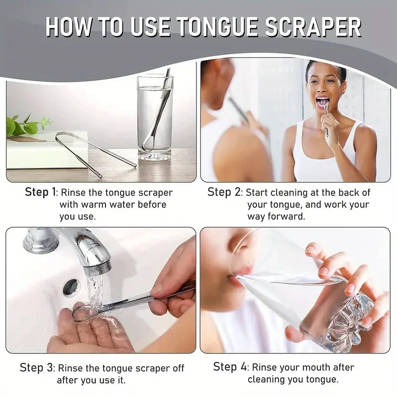 Premium 1pcs/3pcs Metal Tongue Scraper Cleaner for Adults & Kids, Portable Stainless Steel Tongue Scrapers Brushes for Removing