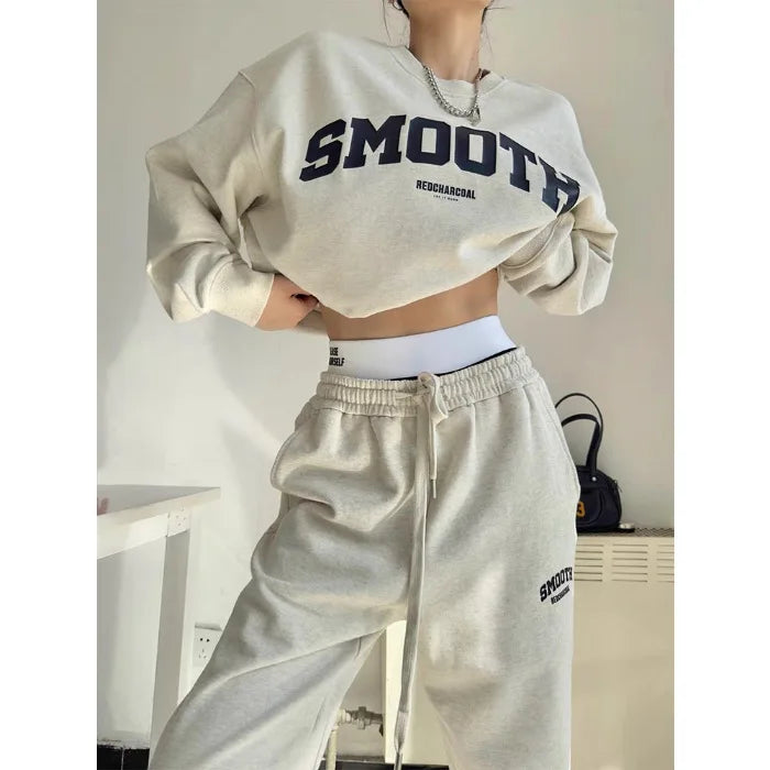 Fall Athletic Student Tracksuits Sports Two Piece Sets Women Loose Versatile Sweatshirt Sweatpants Suits Casual Women Clothing