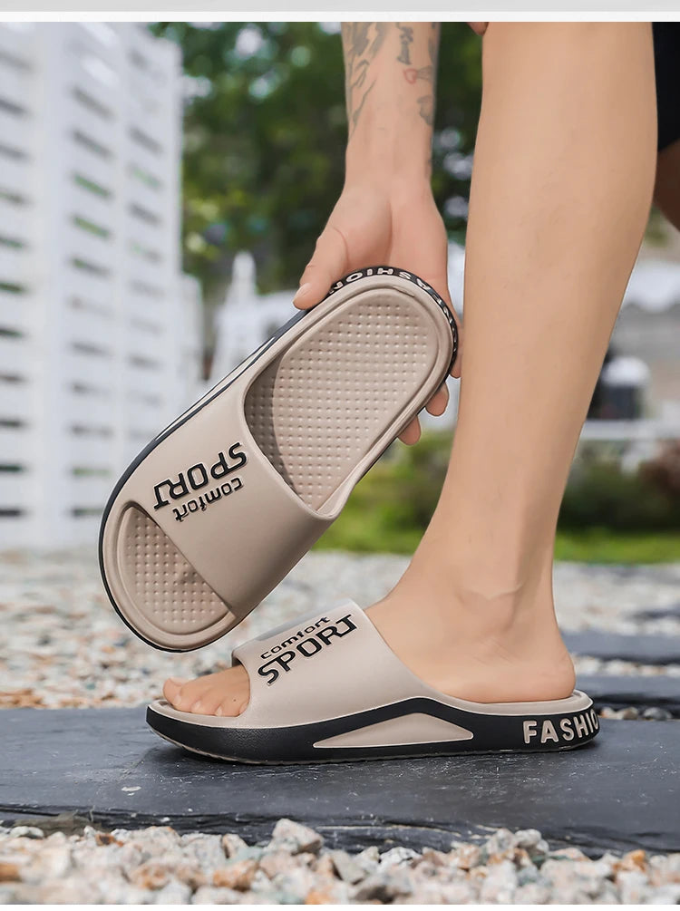 Fashion Men's Sandals Summer EVA Comfortable Anti-Slip Soft Soles House Slippers for Indoor Outdoor Wear Breathable Shower Slide