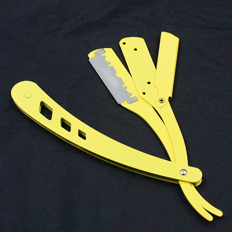 Men Shaving Barber Tools Hair Razor and Blades Antique Black Folding Shaving Knife Unisex Hair Removal (Without Blade)