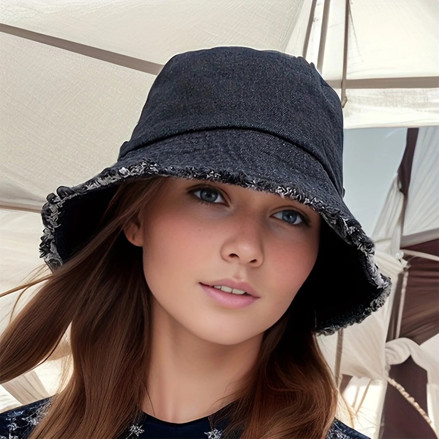 Women Sun Hat Trendy Summer Bucket Hat Outdoor Breathable Summer Denim Fisherman Hats for Beach Vacation Headwear Girls Caps