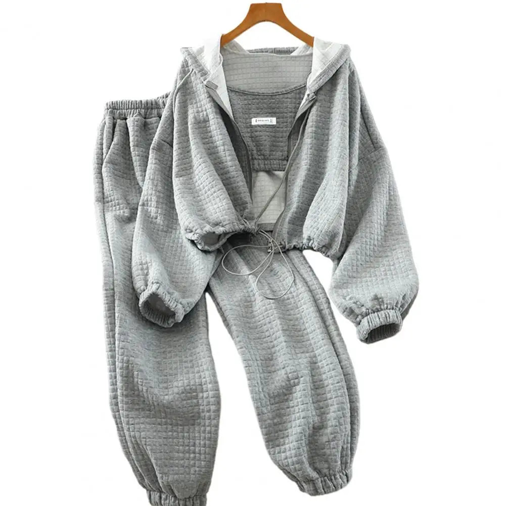 Women Hooded Tracksuit Sports 3 Pieces Set Sweatshirts Pullover Hoodies Pants Suit Home Sweatpants Trousers Outfits 2026