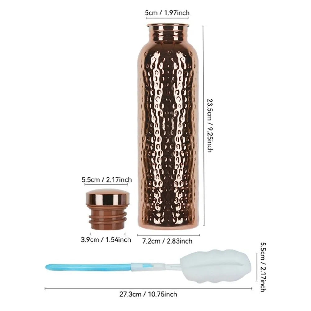 800ML Copper Water Bottle One-Click Open Lid Thermal Insulation Leakproof Sports Bottle Anti-Slip Silicone Base