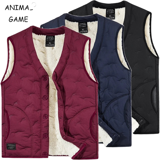 Winter Men's Vest Jackets Waterproof Outerwear Button Sleeveless Coats Warm Jacket Casual Lightweight Thick Sherpa Lined Vests