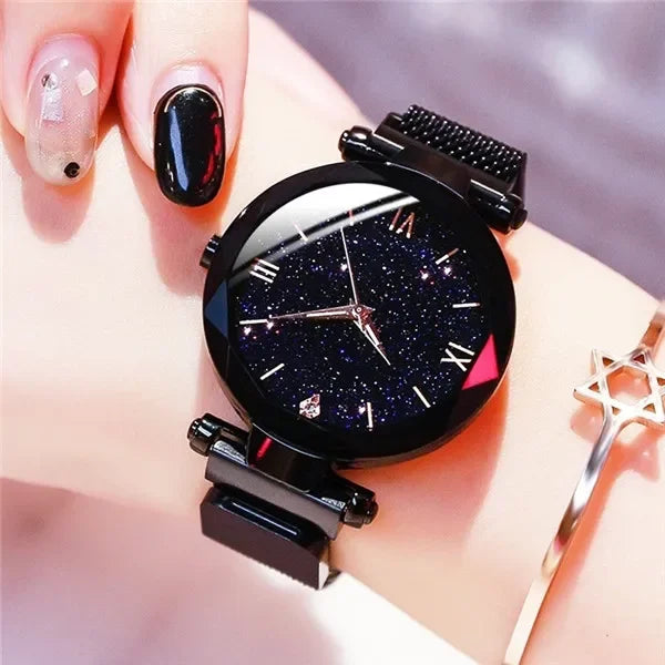 2026 New Fashion Starry Sky Women Watches Magnet Buckle Mesh Belt Diamond Quartz Watch Women Dress Clock