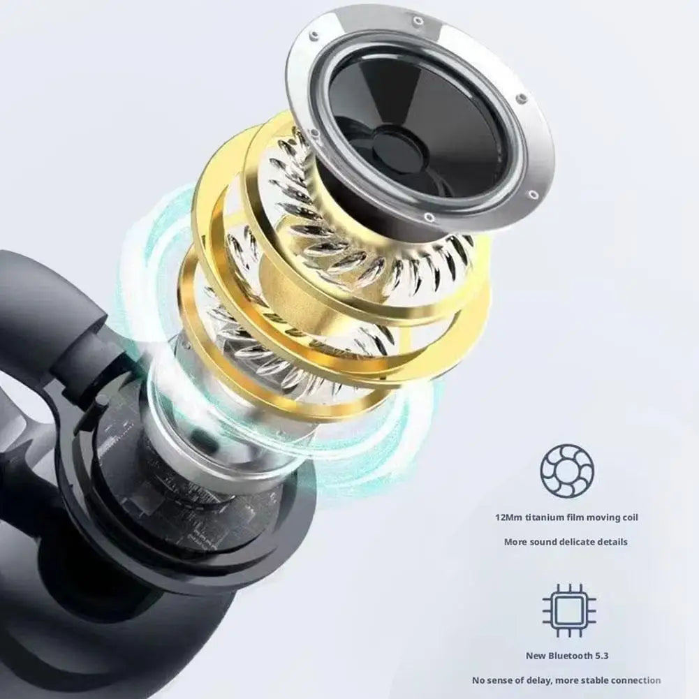 Bluetooth Wireless Ear-clip Single Headphone Open-Ear Air Conduction Earbuds Clip-On Single Headset HIFI Stereo Sound Earphone