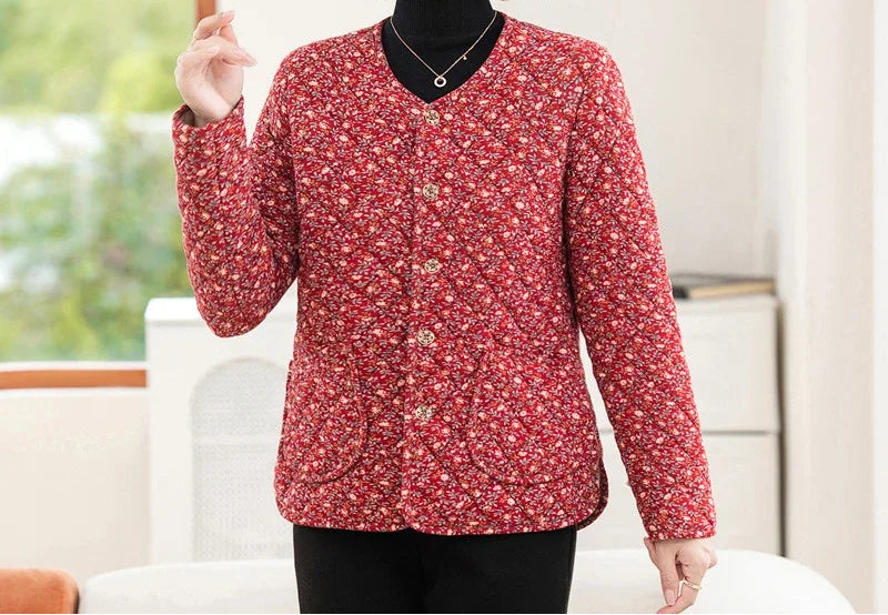 Women's Floral Thickened Autumn and Winter Cotton Coat Warm Cotton Jacket Coat Cold-proof Inner Liner Top