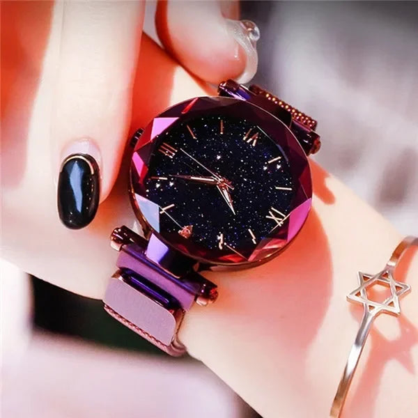 2026 New Fashion Starry Sky Women Watches Magnet Buckle Mesh Belt Diamond Quartz Watch Women Dress Clock