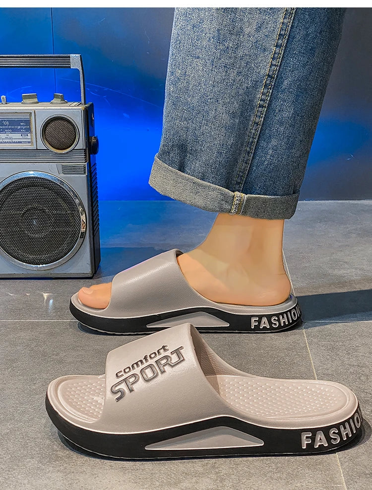 Fashion Men's Sandals Summer EVA Comfortable Anti-Slip Soft Soles House Slippers for Indoor Outdoor Wear Breathable Shower Slide